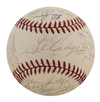 1969 World Series Champion New York Mets ONL Giles Baseball With 26 Signatures Including Hodges, Berra, Seaver & Ryan (JSA)